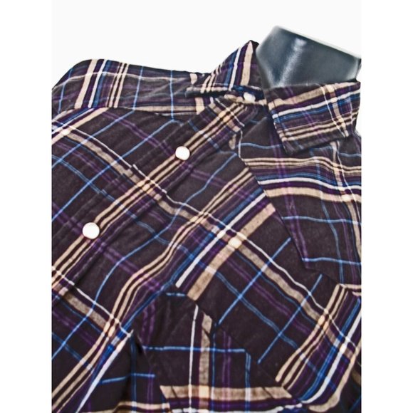 Canyon Guide  Men Western Shirt Athletic Fit L/S  Sz LT Black/Tan/Blue plaid. - Picture 2 of 6